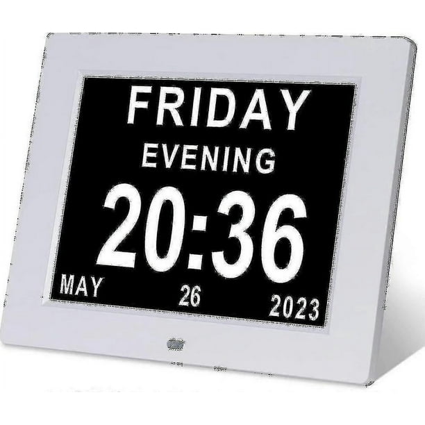 Reloj para personas con demencia, Alzheimer y calendario digital grande para personas mayores, con día y fecha (F99)