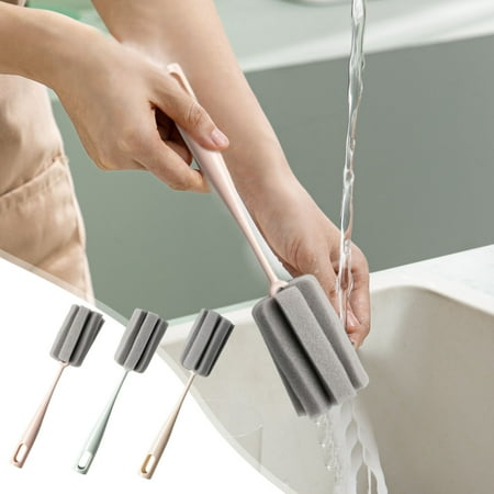 

3PCS Short Handle Brush Cup Foam Abundant Handle Multi-purpose Lightweight Bottle Sponge For Bathroom Household Multifunctional Cleaning Tool
