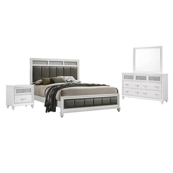 Pemberly Row 4-piece Queen Panel Wood Bedroom Set White and Gray