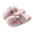 thumbnail image 2 of Nuevas zapatillas peludas de suela gruesa antideslizantes cálidas para el hogar para interiores, zapatillas de algodón con lazo para niñas y parejas en invierno, 2 of 5