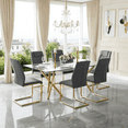 thumbnail image 2 of StnTalk Modern Dining Table Set for 6, 71" Glass Dining Table Top and Gold Metal Table Legs, Rectangle Dining Tables with 6 Gray Upholstered Dining Chairs for Dining Room and Kitchen., 2 of 8