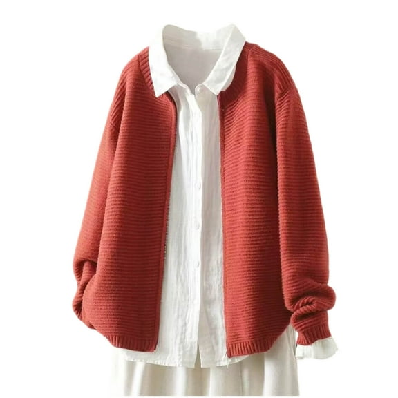 Ashirexll Chunky Cardigan Sweaters for Women Winter Sweaters Solid Color Long Sleeve Round Neck Open Front Knit Casual Coat