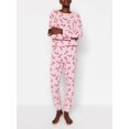 thumbnail image 1 of Conjunto de pijama navideño para mujer, con estampado de bastón de caramelo o alce, camisa de manga larga y pantalones elásticos para estar en casa, ropa de dormir suave, 1 of 1