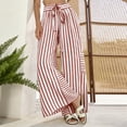 thumbnail image 4 of Womens Summer Casual Striped Pants Loose Wide Leg Lounge Pants Elastic Waist Palazzo Trousers with Pockets, 4 of 5