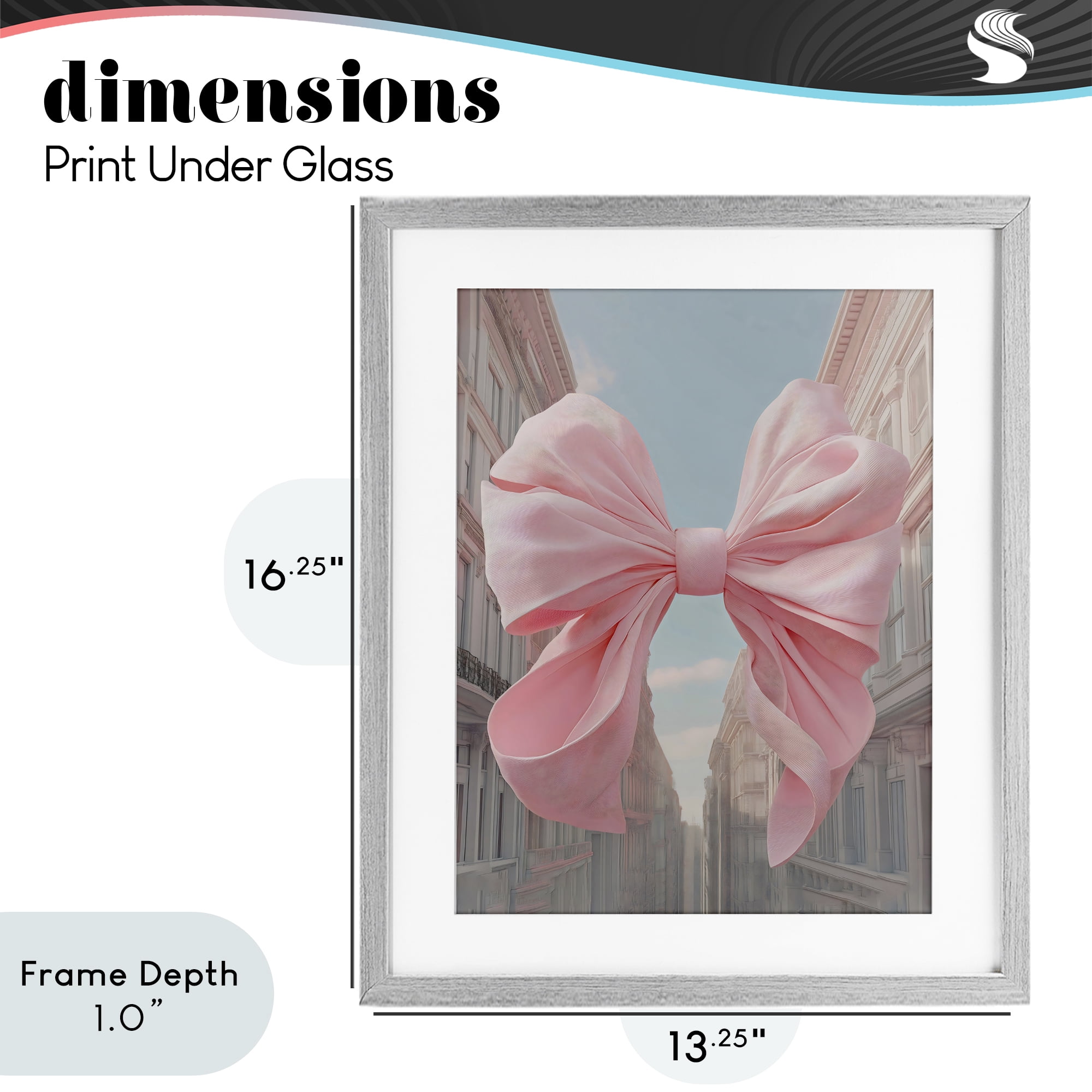 Stupell Industries Pink Bow over City Street Gray Framed Print Under Glass, design by The Prints Vibe