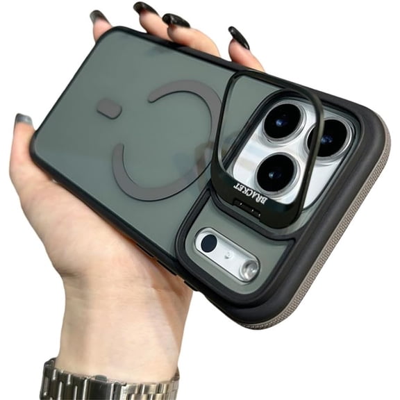 Luxury Matte Transparent Kickstand Stand Phone Case for iPhone 17 Air 16 15 14 Plus 13 12 11 17 Pro Max Magnetic Cover,Grey,for iPhone 14 Pro Max
