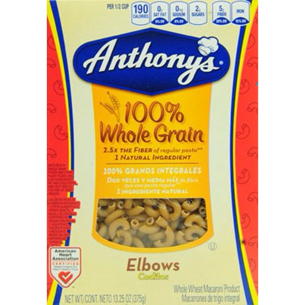Anthony's 100 Whole Grain Whole Wheat Elbow Macaroni, 13.25 oz