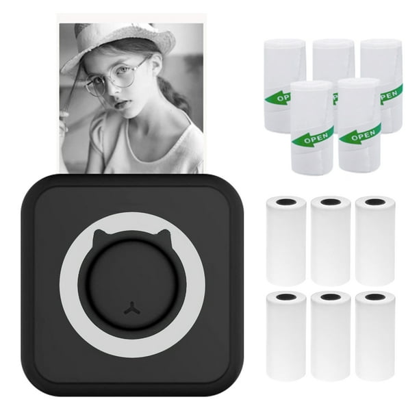Impresora fotográfica todo en uno Impresora portátil multifunción Mini impresora instantánea inalámbrica Compatible con conexión BT para teléfono inteligente con 6 rollos de papel térmico y 5 rollos d