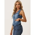 thumbnail image 4 of Chaleco Vaquero para Mujer sin Mangas con cuello en V Chaqueta Lavado Vaquera Gris azul M, 4 of 6