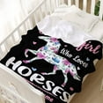 thumbnail image 3 of Just Girl who Loves Horses Custom Throw Blanket with Name Personalized Blankets Best Gifts for Family, Friends, Dogs or Cats 40"x30" Extra Small for Pets, 3 of 6