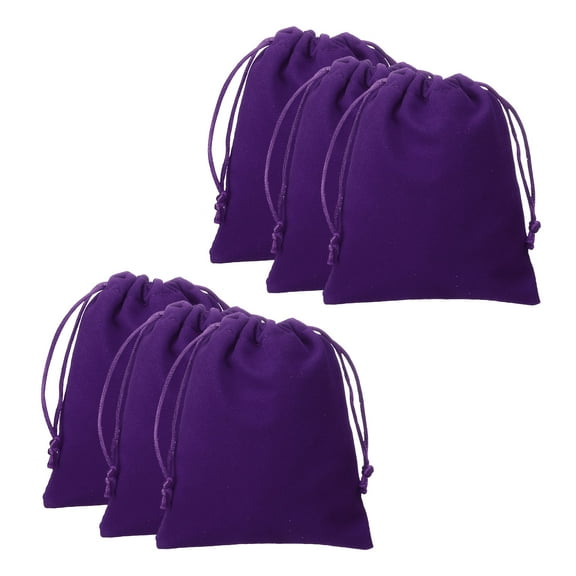 Uxcell 10pcs Velvet Gift Bags 7.9" x 9.8" Drawstring Jewelry Pouches, Dark Purple