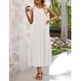 thumbnail image 5 of Merokeety Womens Summer Dress Pleated Tank Maxi Dress Crew Neck Beach Vacation Sundress White xl, 5 of 6