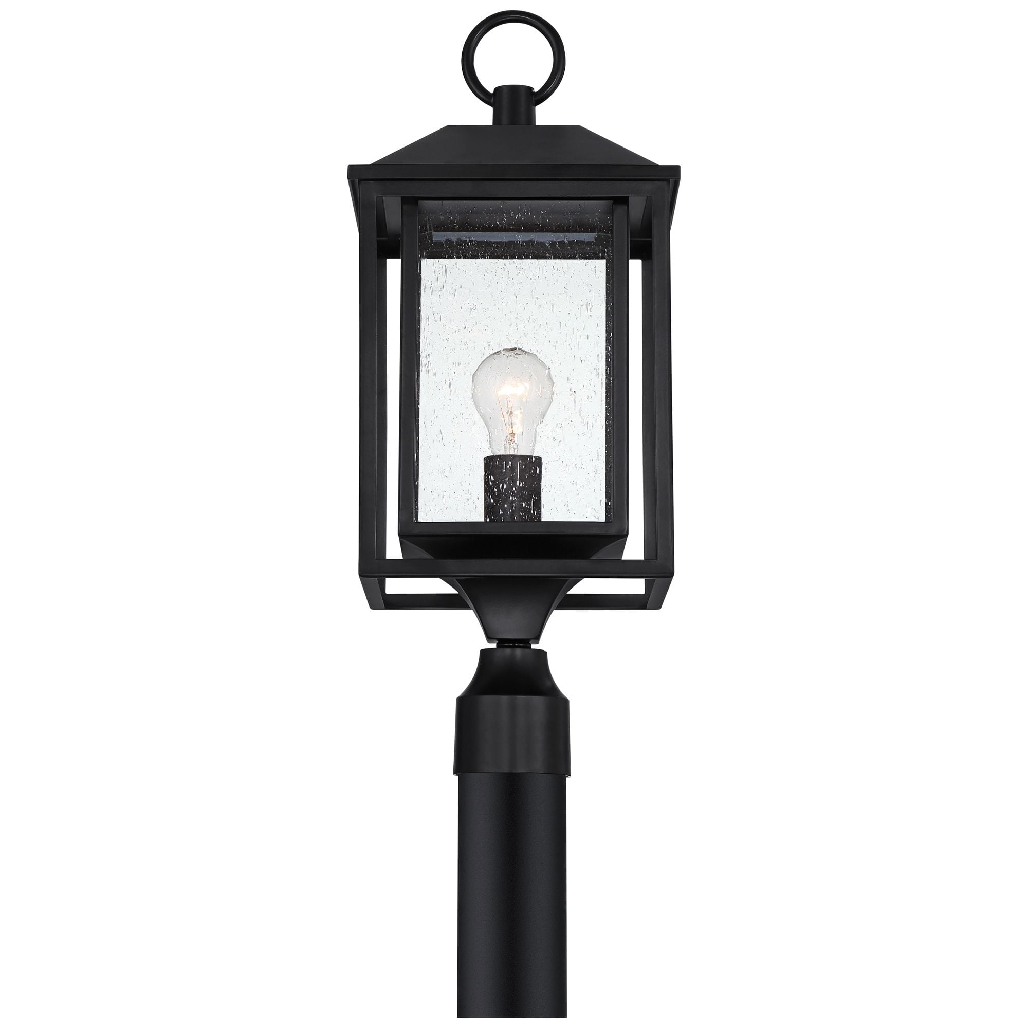John Timberland Califa Modern Outdoor Post Light Black Metal Cage 21 3/4" Clear Seedy Glass for Exterior Barn Deck House Porch Yard Patio Home Outside