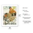 thumbnail image 2 of German Winter - Couple Sledding- Germany - Vintage Travel Poster by Kurt Heiligenstaedt c.1935 - Fine Art Matte Paper Print (Unframed) 18x24in, 2 of 4