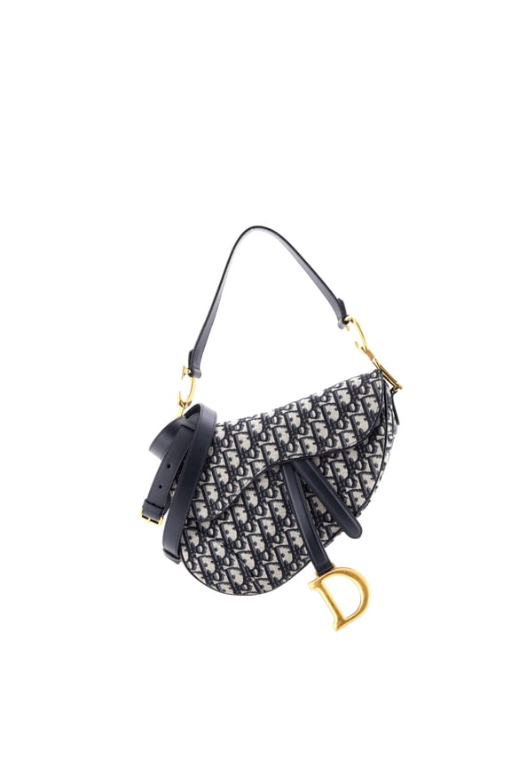 Pre-Owned Saddle Handbag with Strap Oblique Canvas Medium By Rebag