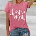 thumbnail image 2 of Lkhaha Womens Graphic T Shirts Boy Heart Mom Letter Print Summer Short Sleeve Casual Plus Size Outfits Pink S, 2 of 5