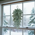 thumbnail image 6 of 26.3 Inch Faux Snow Christmas Swag, Frosted Real Touch Norfolk Pine Teardrop Swag for Front Door, Fireplace Mantle, and Staircase Holiday Decorations, Indoor Outdoor Xmas Decor, 6 of 7