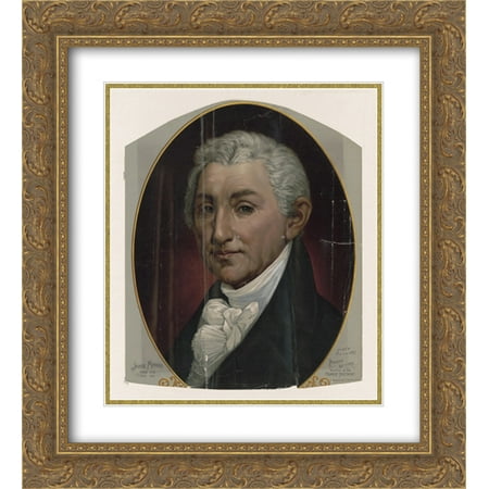 James Monroe, born 1758, died 1831 - president 1817-1825, author of the Monroe doctrine 18x24 Double Matted Gold Ornate Framed Art