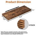 thumbnail image 5 of Eunos Floating Shelves for Wall, 16 inch 4 Pack Wood Shelves for Bathroom, Bedroom, Living Room, Kitchen, Brown, 5 of 6