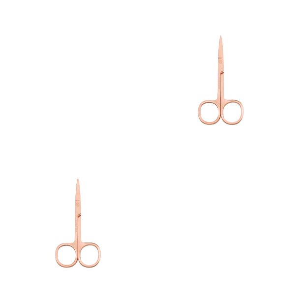 Minnieouse Pinzas para cutículas de uñas Tijeras de acero inoxidable Herramienta de recorte a prueba de agua Pinzas de mano para el pelo de la Chapado en oro rosa. 2piezas