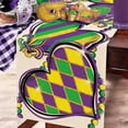 thumbnail image 5 of Mardi Gras Love Hearts Table Runner, Glitter Diamond Stripes New Orleans Carnival Kitchen Dining Table Decoration, Fleur De Lis Beads Burlap Indoor Outdoor Home Decor Party Supply 13.8 x 90 Inches, 5 of 6