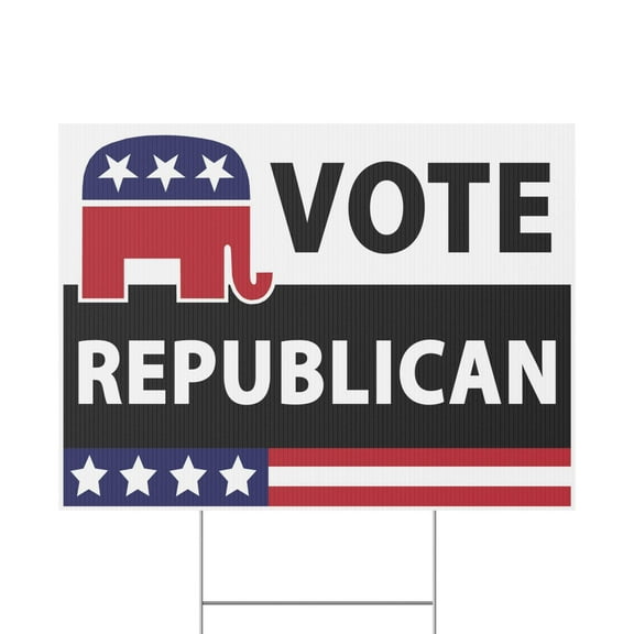 Vote Republican Yard Sign, 18x12, 24x18, 36x24, H-Stake Included, v1
