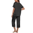 thumbnail image 6 of MINTREUS Women's Pajama Set Short Sleeved V-Neck Pajama Silk 2-Piece Set Capris Women's Satin Pajama Set Casual Clothing, 6 of 7
