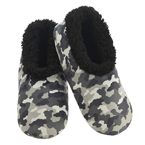 Snoozies Slippers for Men - Mens Slippers - Soft Plush Camo Slippers - Grey - X-Large, Men's, Size: XL, Gray