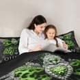 thumbnail image 5 of Homewish Green Fashion Bowknot Bedding Comforter Set for Kids, Hippie Bohemian Damask Twin Comforter Sets, Vintage Style Reversible Bedding Set, Luxury Bedroom Decor, 2pcs, 5 of 8