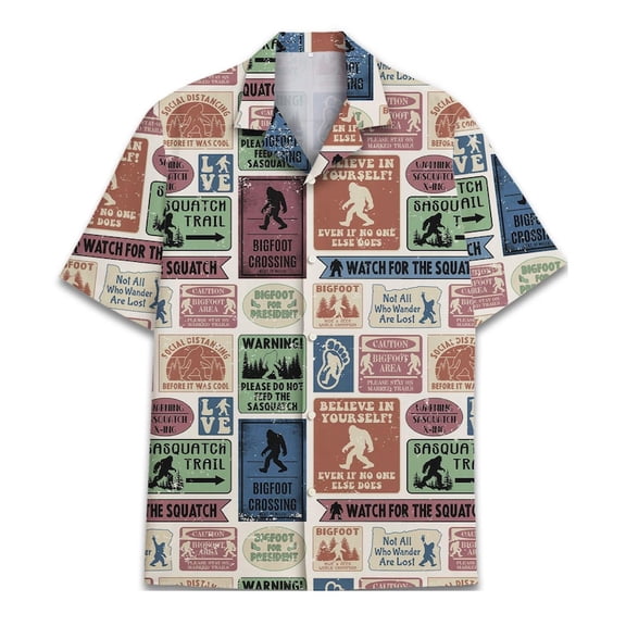 Bigfoot Hawaiian Shirt, Bigfoot Hawaiian Shirt, Funny Bigfoot Quotes Shirt, Sasquatch Casual Button-Down Shirts Short Sleeve