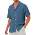 thumbnail image 5 of sogami Men's Short Sleeve Seersucker Shirt Casual Linen Shirts Beach Tops, 5 of 5