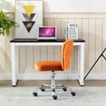 thumbnail image 2 of Home Office Computer Chairs with Wheels, Upholstered Armless Ergonomic Swivel Velvet Chair for Bedroom Living Room, Orange, 2 of 7
