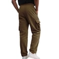 thumbnail image 4 of Men's Corduroy Cargo Pants Straight Leg Relaxed Fit Multi Pocket Drawstring Casual Utility Trousers, 4 of 7
