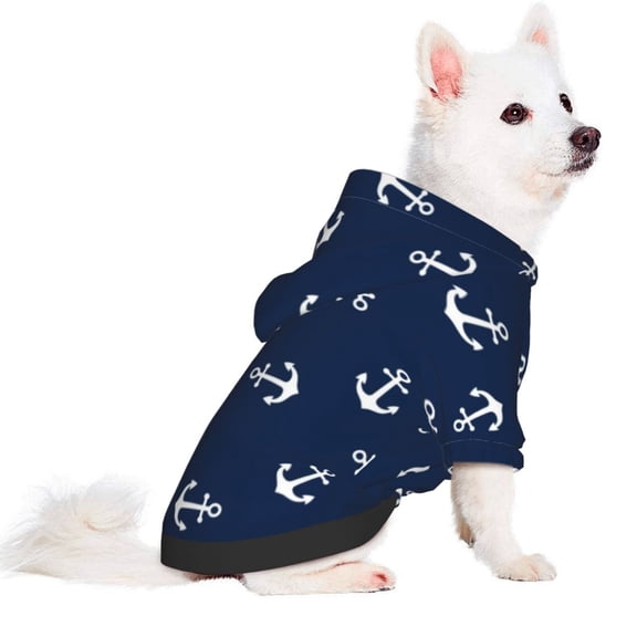 Uemuo Nautical Themed Simple Anchors for Winter Dog Hoodie Sweatshirts with Pockets Warm Dog Clothes for Small Dogs Chihuahua-X-Small