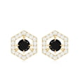 thumbnail image 4 of Rosec Jewels Minimal Stud Earrings with Black Spinel and Diamond for Women - AAA Grade, 10K Yellow Gold, 4 of 8