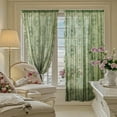 thumbnail image 4 of XUELC Sage Green Lace Sheer Curtains Long Boho Floral Embroidery Curtains 2 Panel Set Rod Pocket Light Filtering Sheers for Bedroom/Living Room, 4 of 8