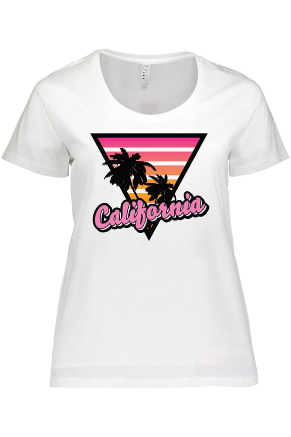 California with Triangle and Palm Trees Women's Plus Size T-Shirt