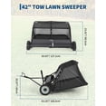 thumbnail image 2 of 42" Lawn Sweeper Tow Behind, 21 Cu.Ft Capacity Pull Behind Yard Sweeper Large Leaf Collector, Leaf & Grass Catcher with Adjustable Brush Height & Dump from Seat Handle for Yard, Farm, Garden, 2 of 7