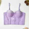 thumbnail image 4 of Xfvqtps Womens Corset Crop Tops Sling Tube Top Solid Color Flexible Boned Support Spaghetti Straps Bustier Vest Waist Corset Purple, 4 of 7