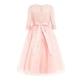 thumbnail image 5 of iiniim Big Girls' Lace Mesh Flower Dress Princess Wedding Bridesmaid Pageant Prom Party Dress Light Pink 16, 5 of 6