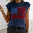 thumbnail image 5 of Women Tank Knit Tops Tshirts American Flag Tshirt Round Neck Blouses Summer Clothing Fashion Tee, 5 of 6