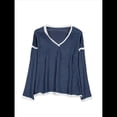 thumbnail image 1 of Suéteres Casuales de Larga con Cuello en V para Mujer, Suéteres Sueltos de Punto Grueso y Suave, Sudaderas, Tops. Azul Marino XXL, 1 of 9