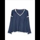 thumbnail image 1 of Suéteres Casuales de Larga con Cuello en V para Mujer, Suéteres Sueltos de Punto Grueso y Suave, Sudaderas, Tops. Azul Marino XXL, 1 of 9