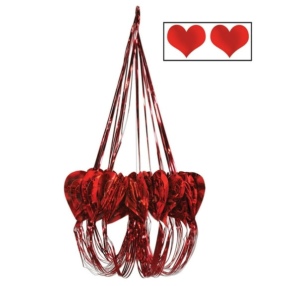 Beistle Pack of 6 Red Sweetest Day and Valentine's Heart Chandelier Hanging Decorations 35"