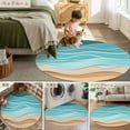 thumbnail image 6 of Turquoise Ripple Area Rug, Turquoise Gradient Washable Large Circle Carpet, Non Slip Round Rug for Living Room/Bedroom/Dining Room/Home Office/Dorm, 6 of 9
