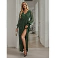 thumbnail image 4 of Women's Long Sleeve Midi Dress Belted Ruched Slit Formal Wedding Guest Dresses, 4 of 8