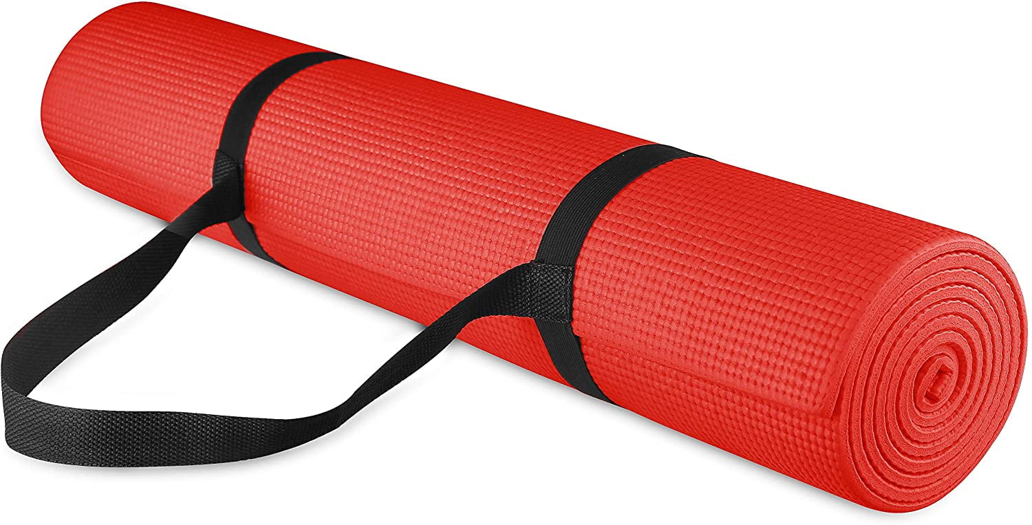 Yoga Mat Thick High Density Eco Friendly Non Slip Anti-Tear Exercise &rope black 