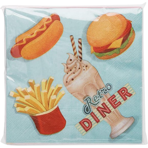 Gourmet du Village Serviette en Papier Rétro pour Diner, 20 Unités