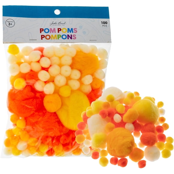 John Bead 100pcs 0.25in/0.5in/1in/2in Sunset Mixed Multi Color Round Pom Poms for Crafts DIY Art Creative School Projects Party Favors Decorations Supplies