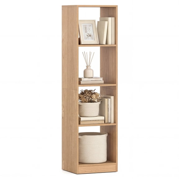Gymax 5-Tier Bookshelf Corner Bookcase Storage Display Organizer w/ 4 Cubes